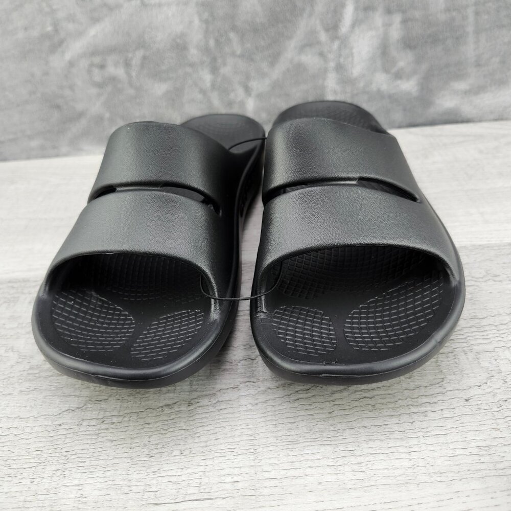 OOFOS OOAHH Slide Impact Absorption Recovery Sandals, Size W10/M8 Black New - Picture 4 of 14